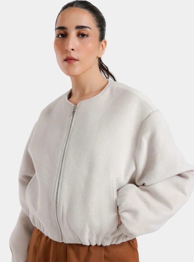 WOOLEN ZIPPER JACKET WITH HOOD