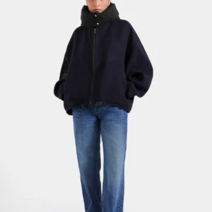 WOOLEN ZIPPER JACKET WITH HOOD