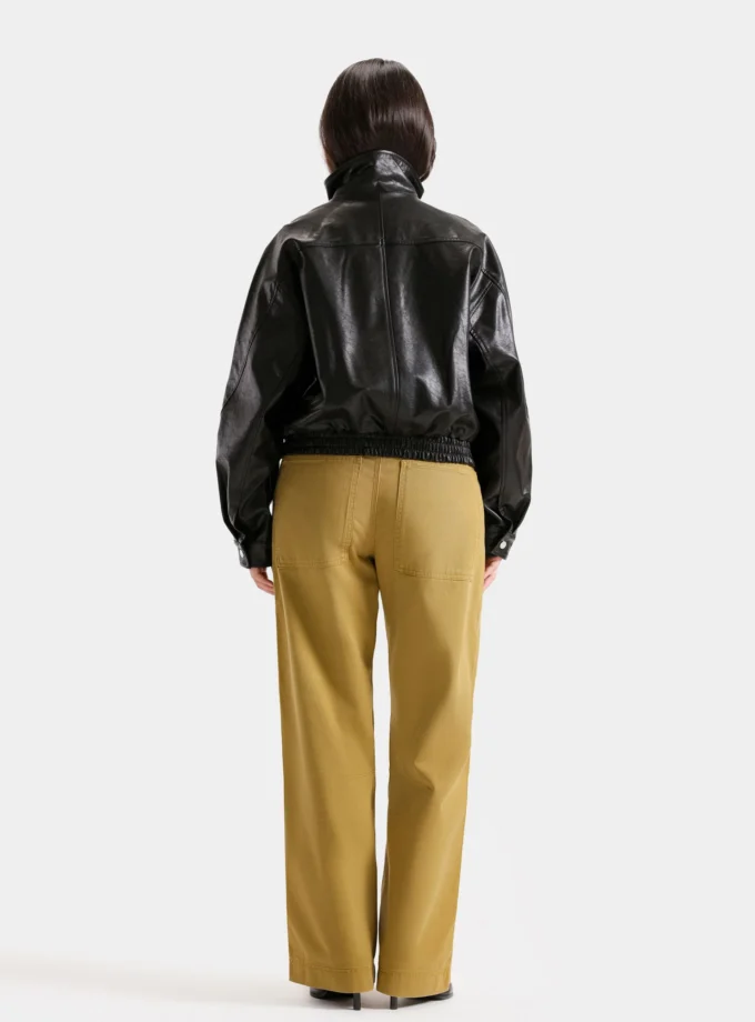 Faux Leather Jacket With Elasticated Hem